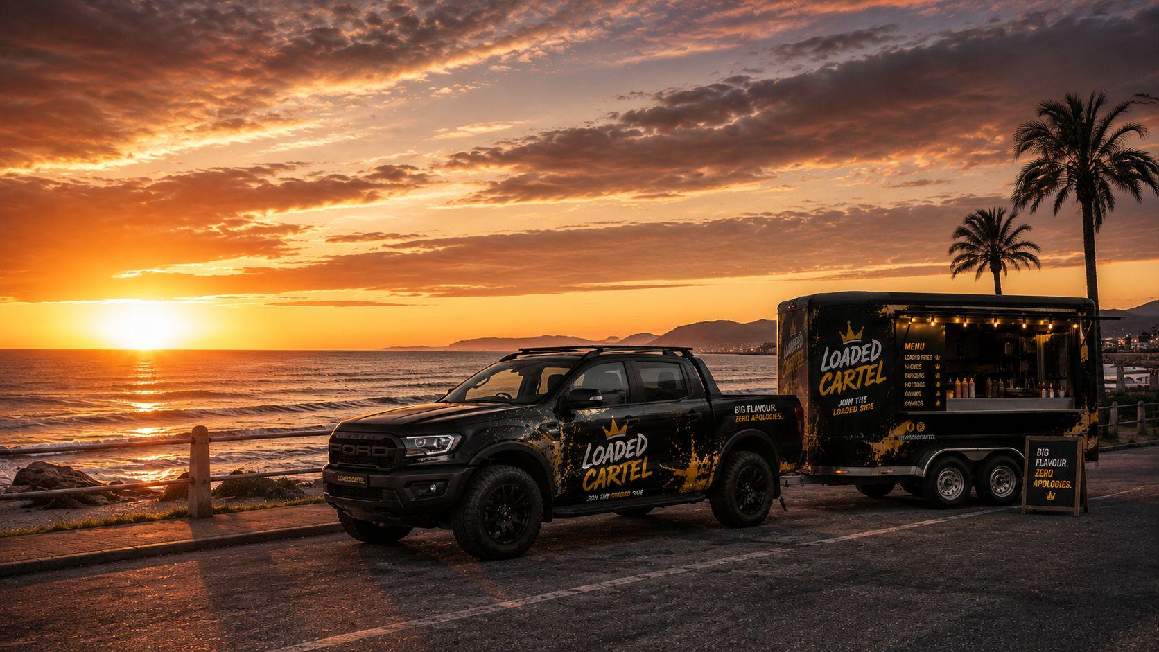 Loaded Cartel trailer at sunset